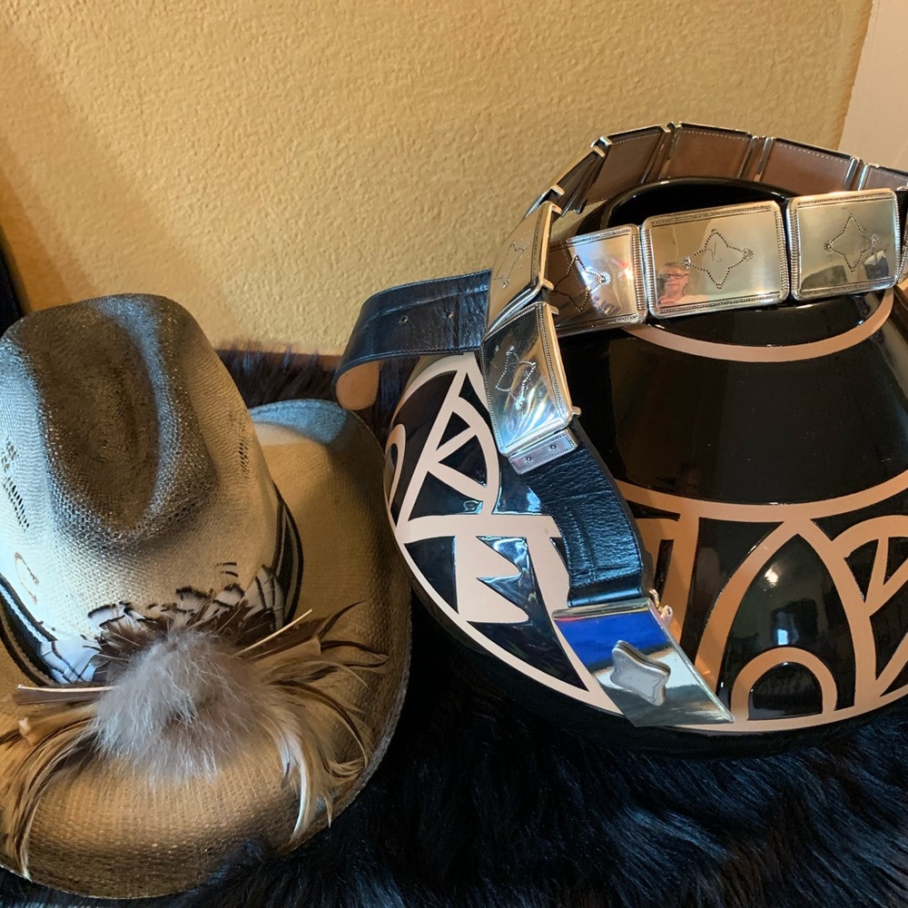 Vintage Simon Leather Silver Belt